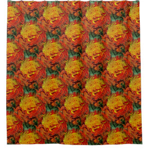 Abstract Orange Yellow Green Pattern Shower Curtain