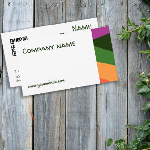 Abstract orange yellow green QR Business Card