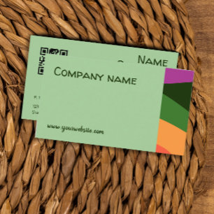 Abstract orange yellow pink green QR Business Card