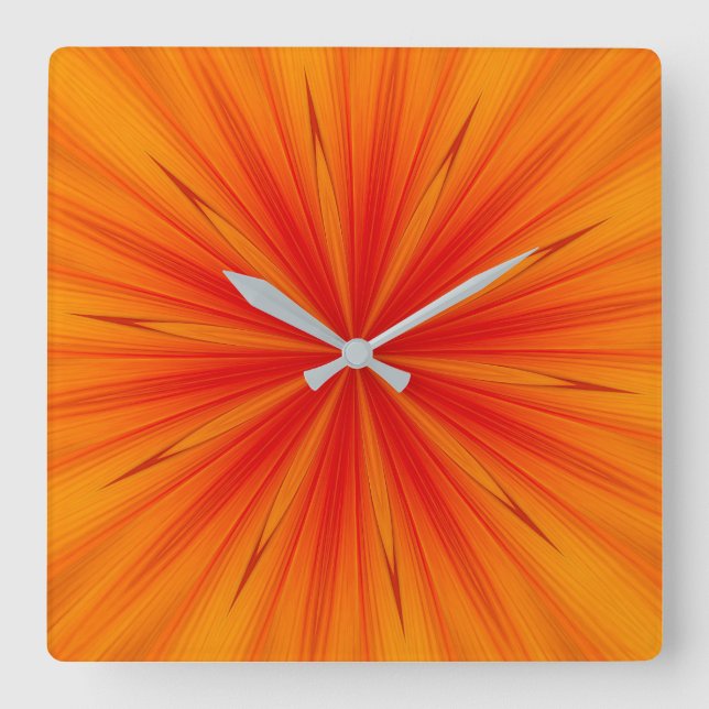 Abstract Orange Yellow Starburst Clock (Front)