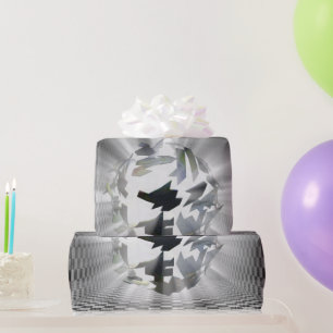 Abstract Orb - Chequered Grey and Black Modern Art Wrapping Paper