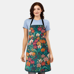 Abstract Orchid Butterflies Garden Apron