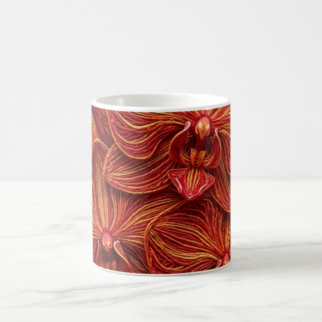 Abstract Orchid Fire Red Thread Coffee Mug (Center)