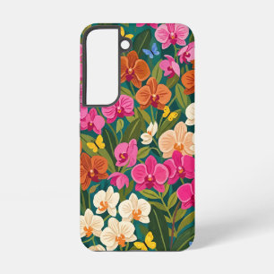 Abstract Orchid Garden Butterflies Samsung Cases