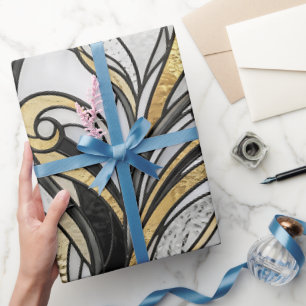 Abstract Orchid Gold Monochrome Wrapping Paper