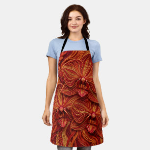 Abstract Orchid Petal Fire Red Apron