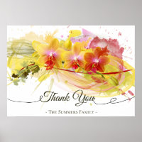 Abstract Orchids Colour Splash Calligraphy