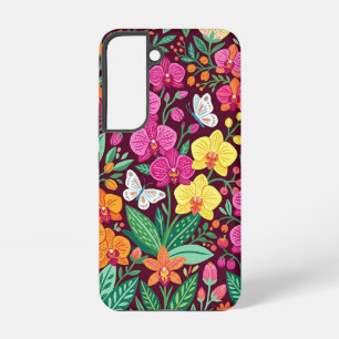 Abstract Orchids Garden Butterflies Samsung Cases