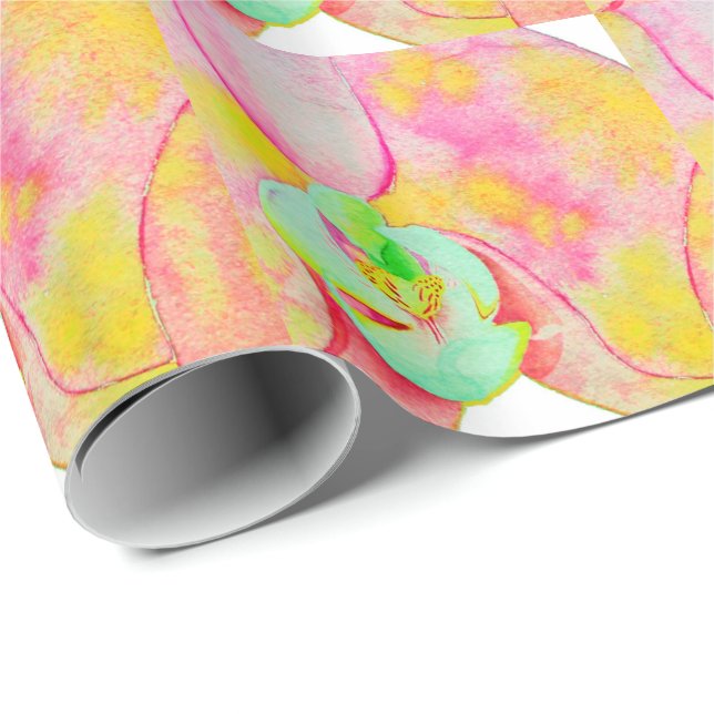 Abstract orchids tropical watercolor flowers wrapping paper (Roll Corner)