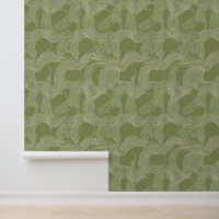 Abstract Organic Line Art on Olive Green