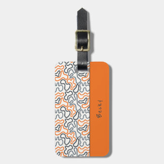 Abstract Organic Line White Orange Passion Luggage Tag