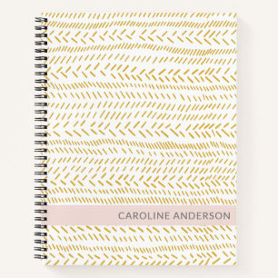 Abstract Organic Lines Art in Gold Personalised Notebook