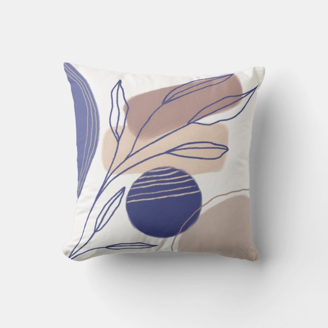 Abstract Organic Shapes - Blue and Beige Cushion (Front)