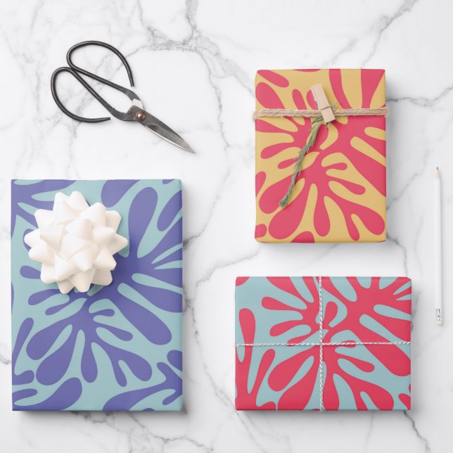 Abstract Organic Shapes Modern Wrap Wrapping Paper Sheet (Front)