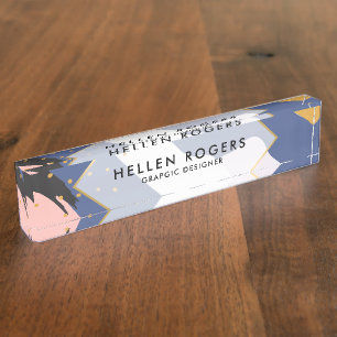 Abstract organic shapes pattern nameplate