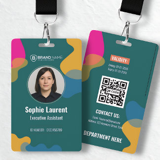 Abstract Organic Shapes Teal Green Department ID ID Badge