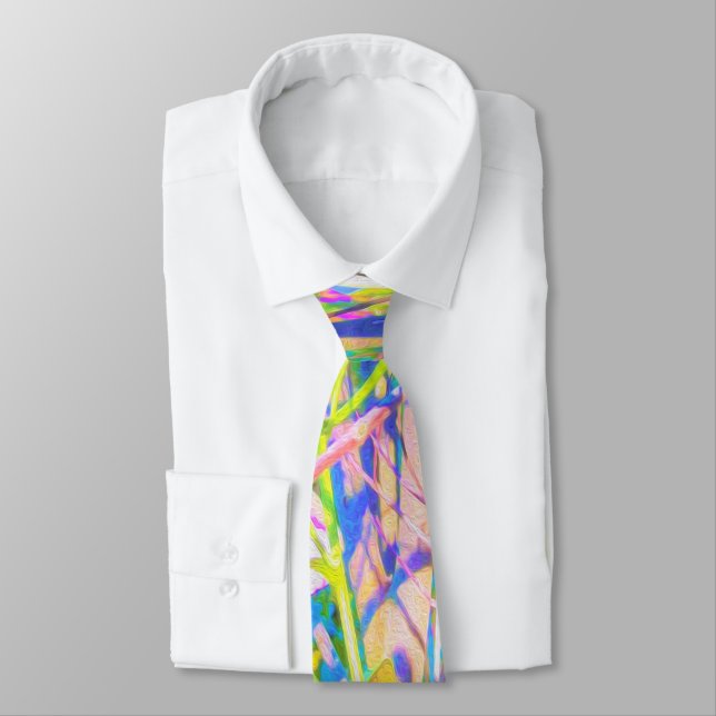 Abstract Oriental Lilies in My Rubio Garden Tie (Tied)
