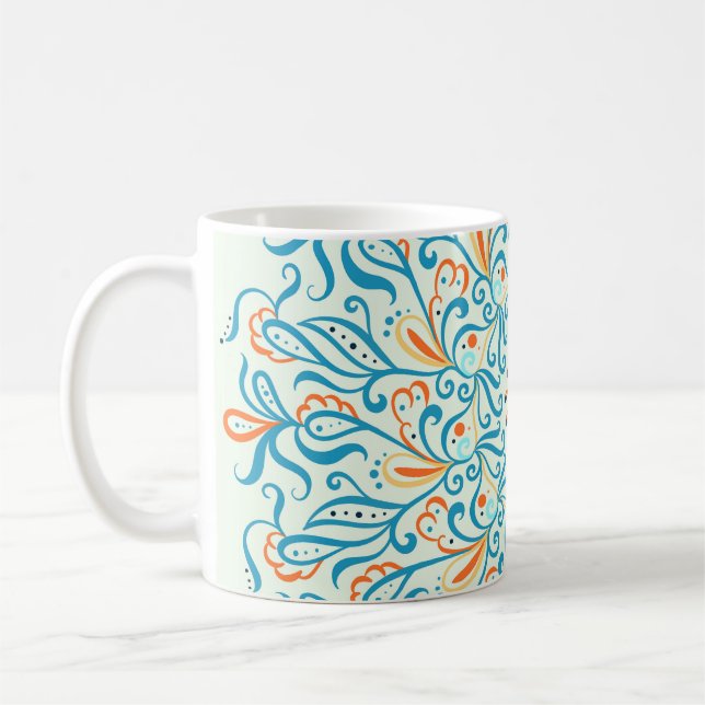 Abstract Ornament Ceramic Tile Pattern Coffee Mug (Left)
