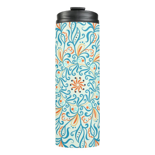 Abstract Ornament Ceramic Tile Pattern Thermal Tumbler (Front)