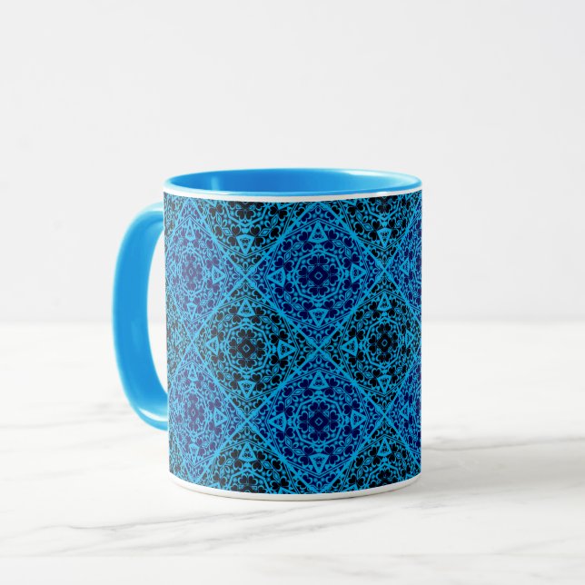 Abstract ornamental decorative decor blue black or mug (Front Left)