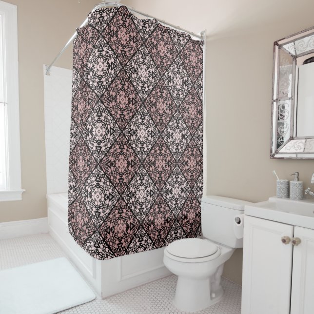 Abstract ornamental decorative decor brown beige b shower curtain (In Situ)