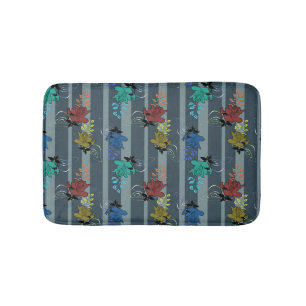 Abstract ornamental decorative  retro striped line bath mat