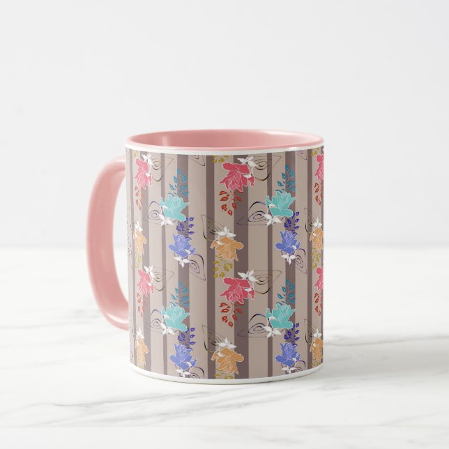 Abstract ornamental decorative  retro striped line mug (Front Left)