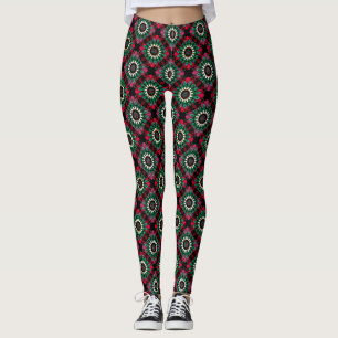 Abstract ornamental geometrical print decoration p leggings