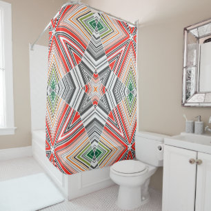 Abstract ornamental lined striped folk ethno triba shower curtain