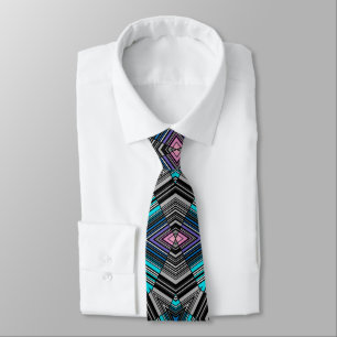 Abstract ornamental lined striped folk ethno triba tie