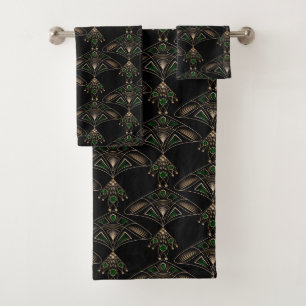 Abstract ornamental modern decor jewellery art dec bath towel set