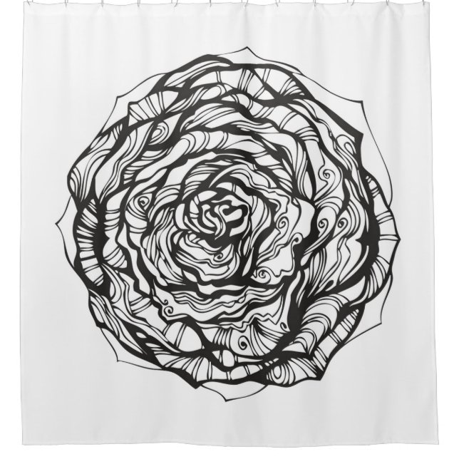 Abstract Ornamental Rose Shower Curtain (Front)