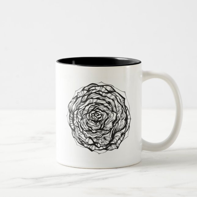 Abstract Ornamental Rose Two-Tone Coffee Mug (Right)