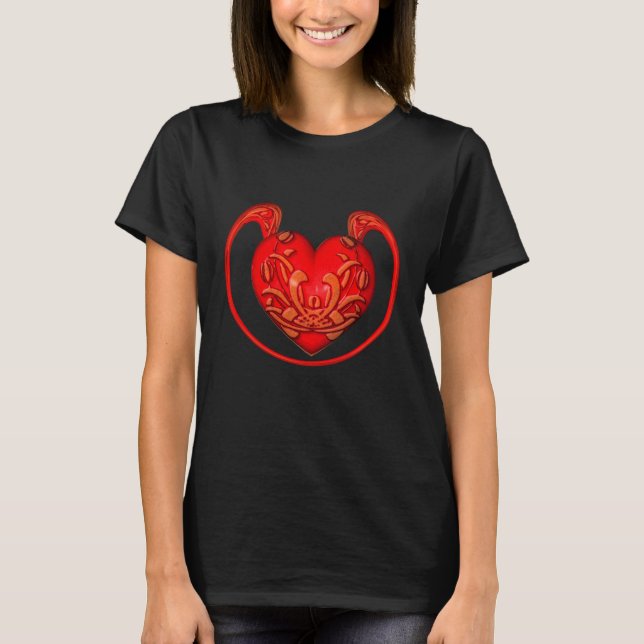 Abstract Ornate Red Heart  T-Shirt (Front)