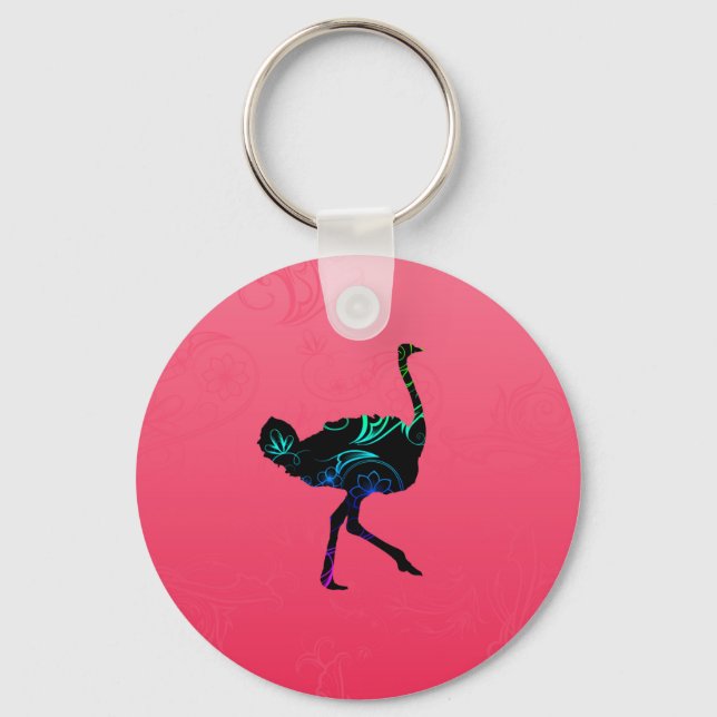 Abstract Ostrich Keychain (Front)