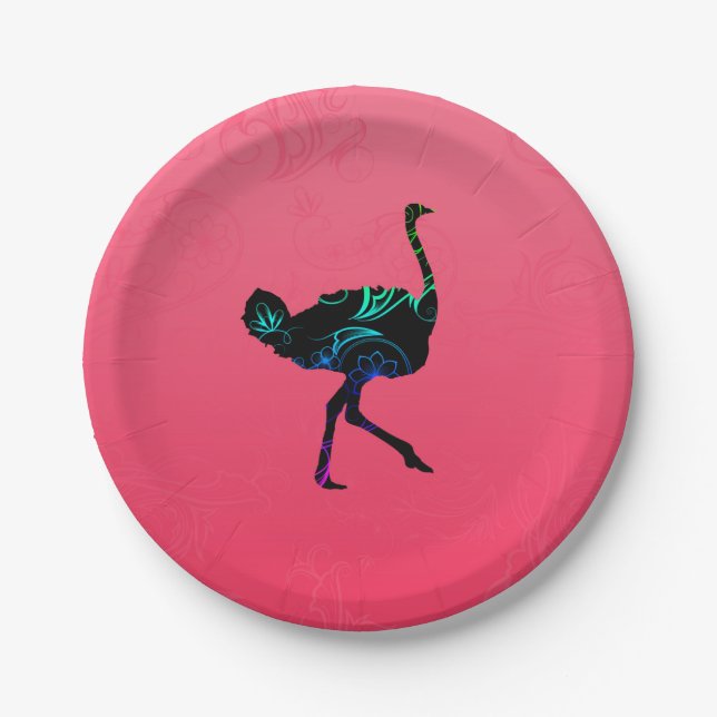 Abstract Ostrich Paper Plates (Front)