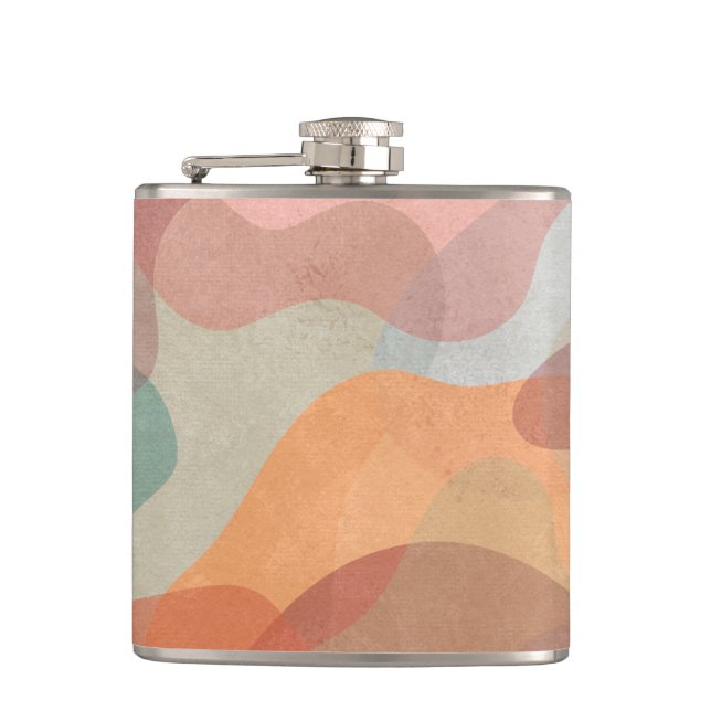 Abstract Overlapping Pastel Blobs Background Hip Flask (Front)