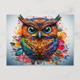 Abstract Owl Bird Art Postcard