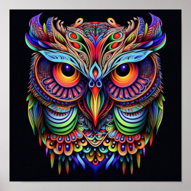 Abstract owl in bright colors poster (Front)