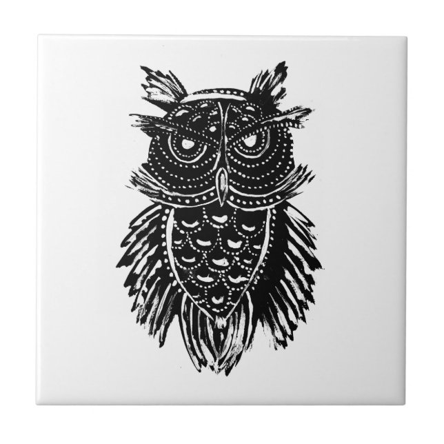 Abstract Owl Tattoo Tile (Front)