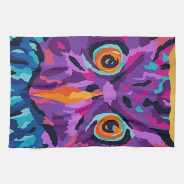Abstract owl  tea towel (Horizontal)