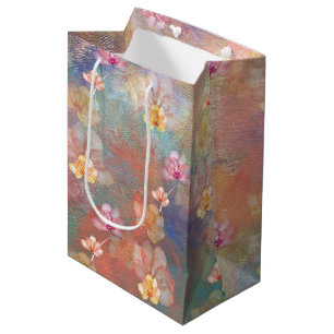 Abstract Paint and Flowers Medium Gift Bag