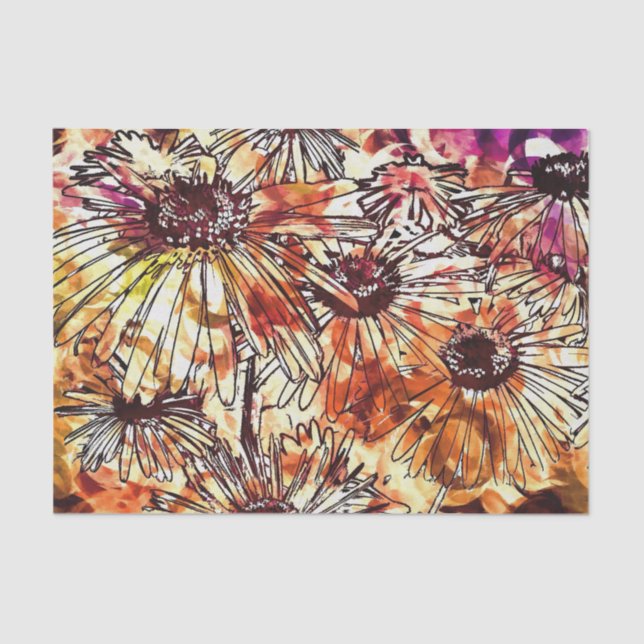 Abstract Paint Daub Sunflower Pattern Tissue Paper (Front)