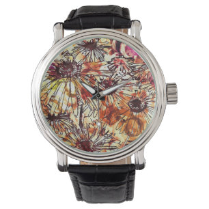 Abstract Paint Daub Sunflower Pattern Watch