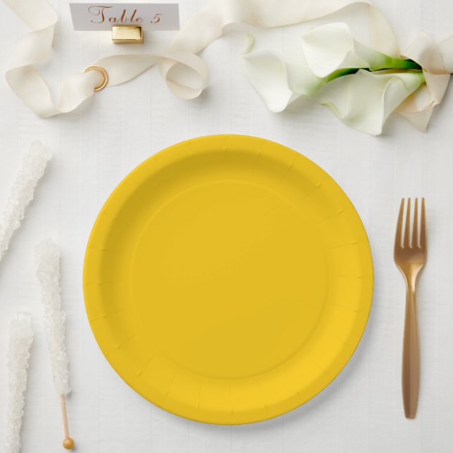 Abstract Paint Gold Paper Plate (Wedding)