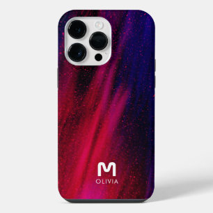 Abstract Paint Neon Red Blue Custom Monogram iPhone 14 Pro Max Case