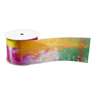 Abstract Paint Pattern Satin Ribbon