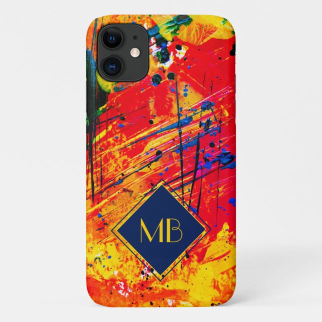 Abstract Paint Rich Coloured Splash Monogram Case-Mate iPhone Case (Back)