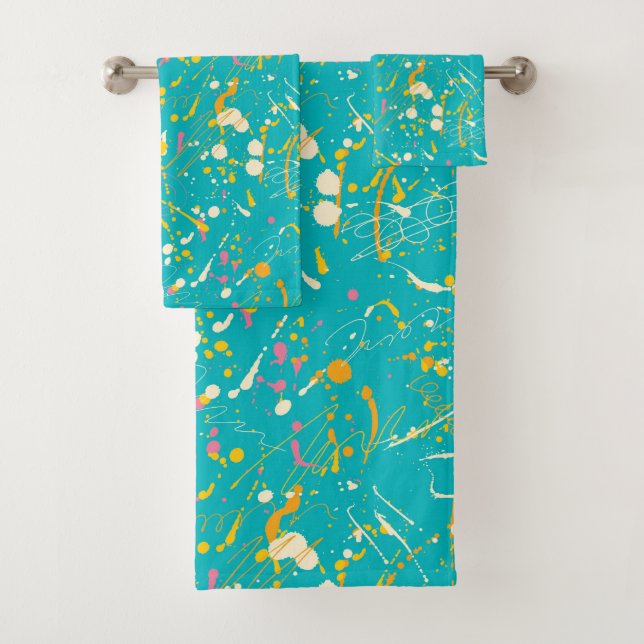 Abstract Paint Splash Bath Towel Set (Insitu)