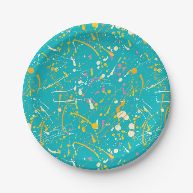 Abstract Paint Splash Paper Plate (Front)